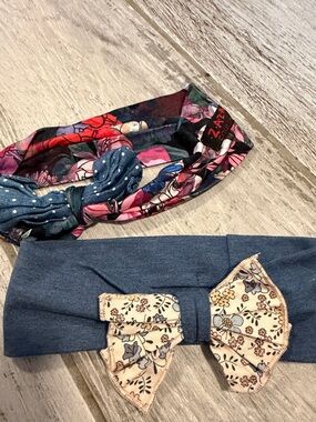 ZaZa couture 2 Floral & Denim Girls Headband Set - Multicolor